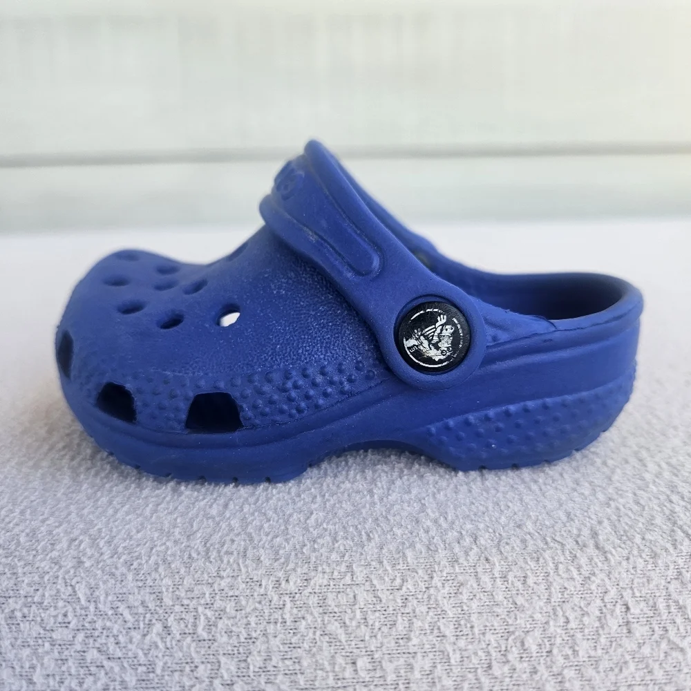Crocs Classic Clog Baby Toddler SZ 2 3 Slip-On Blue Water Shoes Unisex My First